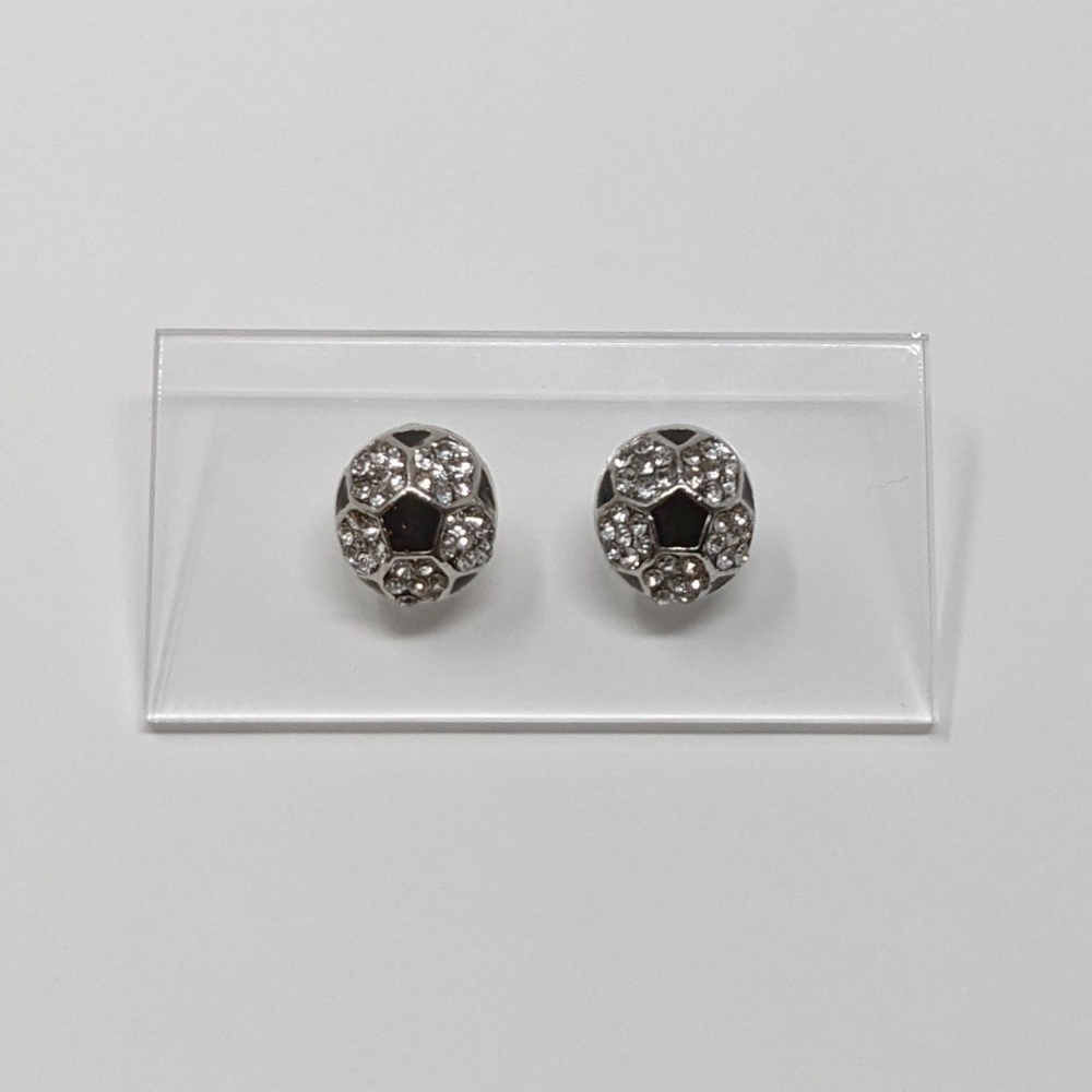 Soccer ball crystal bling stud earrings